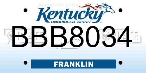 BBB8034 Kentucky License Plate