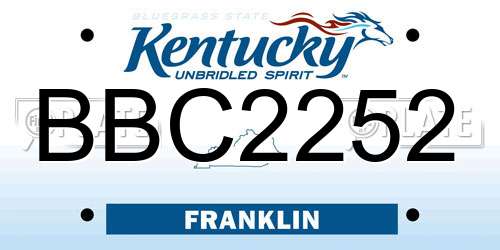 BBC2252 Kentucky License Plate
