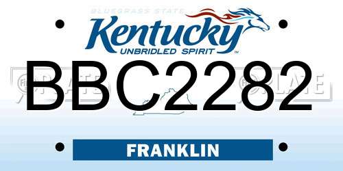 BBC2282 Kentucky License Plate