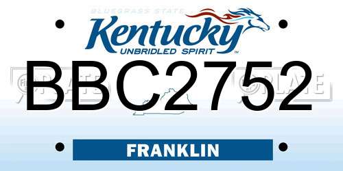 BBC2752 Kentucky License Plate