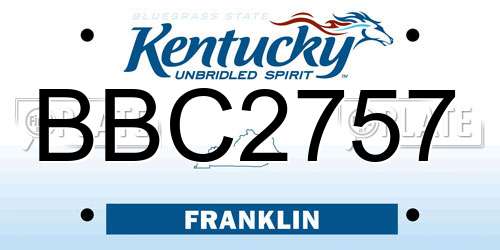 BBC2757 Kentucky License Plate