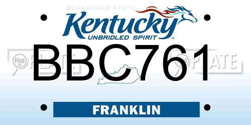BBC761 Kentucky License Plate