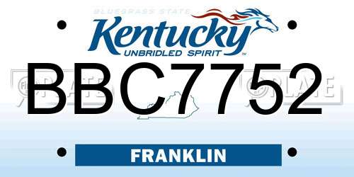 BBC7752 Kentucky License Plate