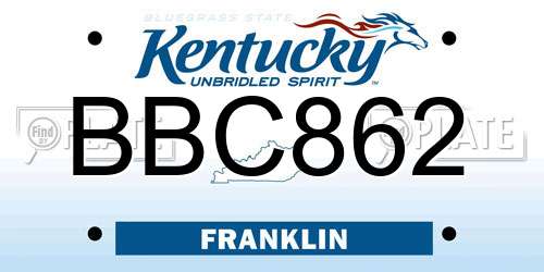 BBC862 Kentucky License Plate