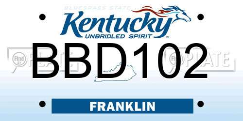 BBD102 Kentucky License Plate