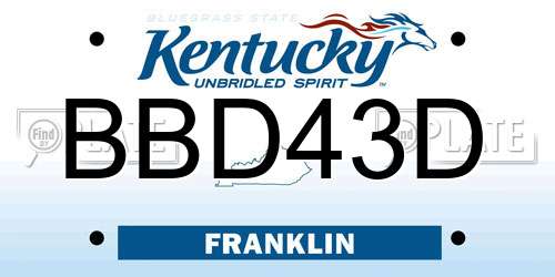 BBD43D Kentucky License Plate