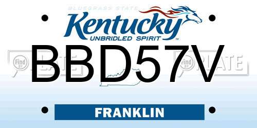 BBD57V Kentucky License Plate