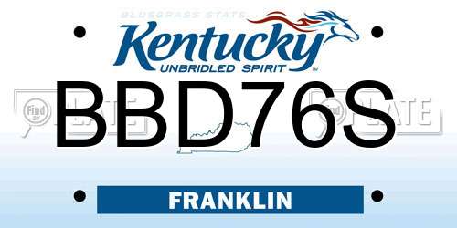 BBD76S Kentucky License Plate