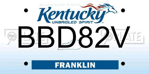 BBD82V Kentucky License Plate