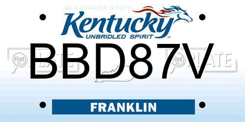 BBD87V Kentucky License Plate
