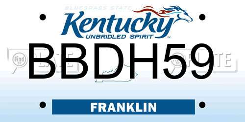 BBDH59 Kentucky License Plate