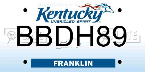 BBDH89 Kentucky License Plate