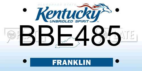 BBE485 Kentucky License Plate