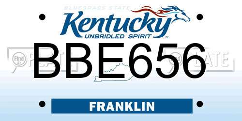 BBE656 Kentucky License Plate