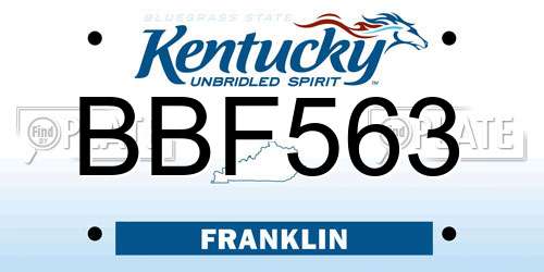 BBF563 Kentucky License Plate