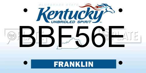 BBF56E Kentucky License Plate