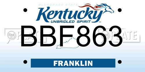 BBF863 Kentucky License Plate