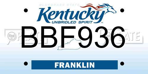BBF936 Kentucky License Plate