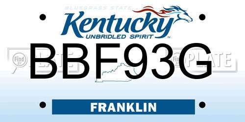 BBF93G Kentucky License Plate