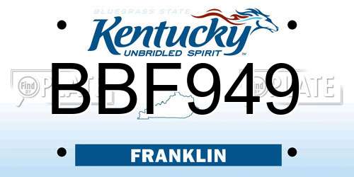 BBF949 Kentucky License Plate