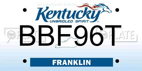 BBF96T Kentucky License Plate