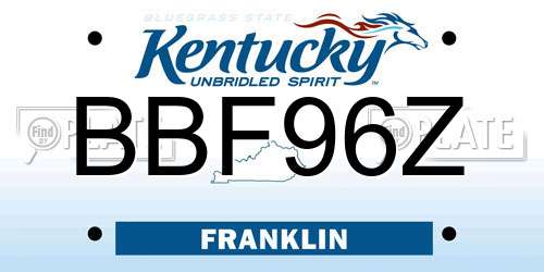 BBF96Z Kentucky License Plate