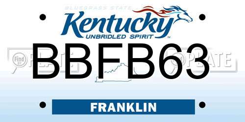BBFB63 Kentucky License Plate