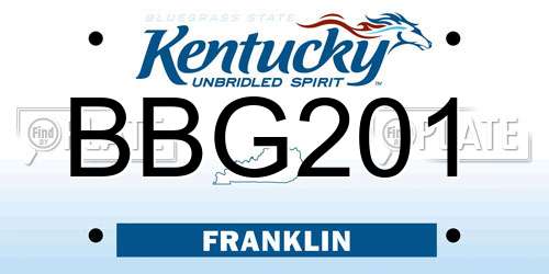 BBG201 Kentucky License Plate