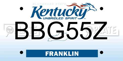 BBG55Z Kentucky License Plate