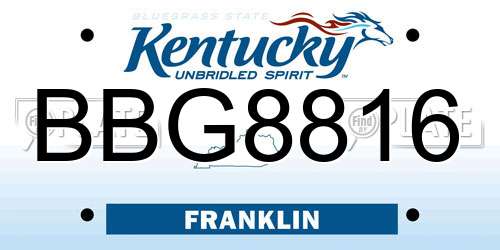 BBG8816 Kentucky License Plate