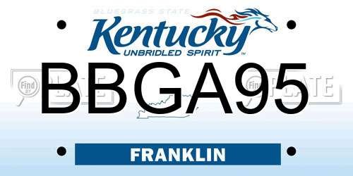 BBGA95 Kentucky License Plate