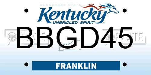 BBGD45 Kentucky License Plate