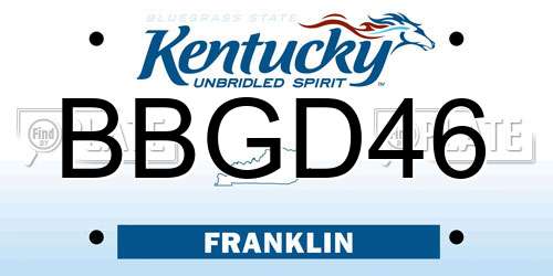 BBGD46 Kentucky License Plate