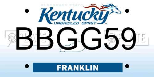 BBGG59 Kentucky License Plate