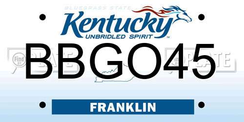 BBGO45 Kentucky License Plate