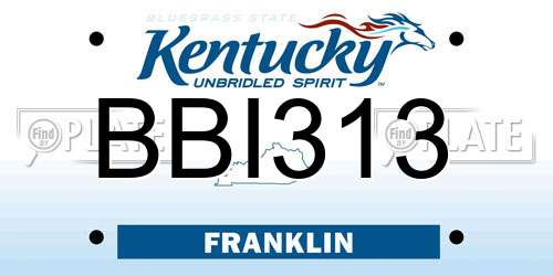 BBI313 Kentucky License Plate