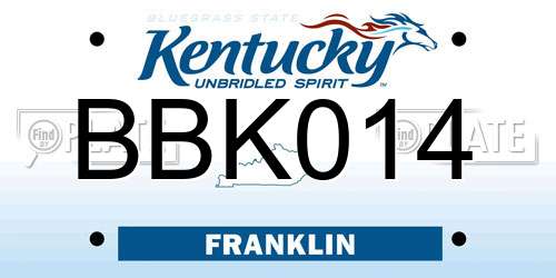 BBK014 Kentucky License Plate