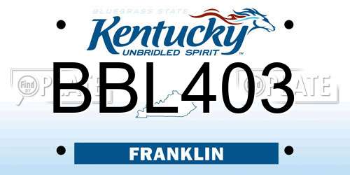 BBL403 Kentucky License Plate