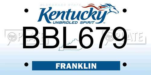 BBL679 Kentucky License Plate