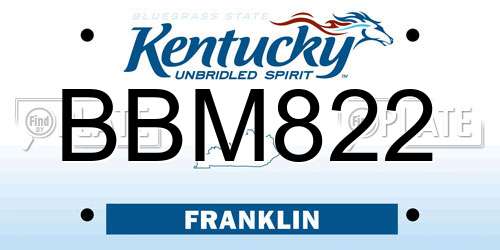 BBM822 Kentucky License Plate