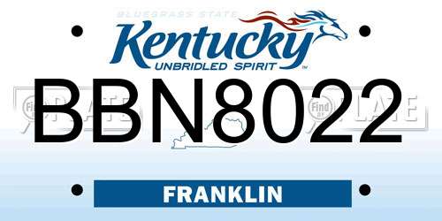BBN8022 Kentucky License Plate
