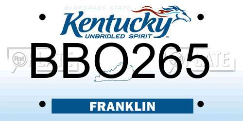 BBO265 Kentucky License Plate