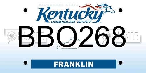 BBO268 Kentucky License Plate