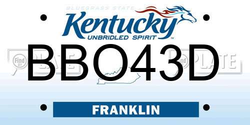 BBO43D Kentucky License Plate