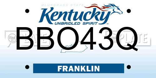 BBO43Q Kentucky License Plate