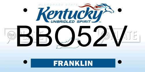 BBO52V Kentucky License Plate