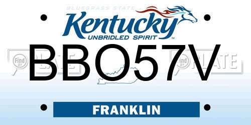 BBO57V Kentucky License Plate