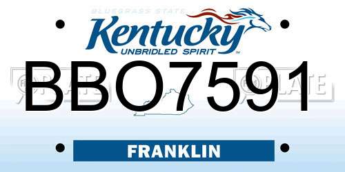 BBO7591 Kentucky License Plate