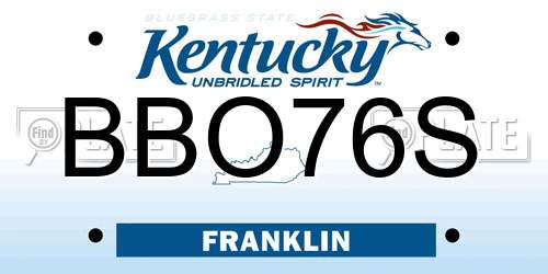 BBO76S Kentucky License Plate
