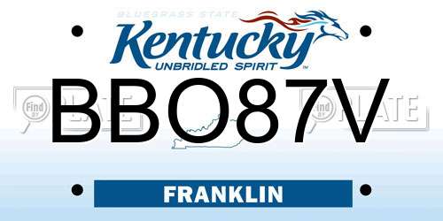BBO87V Kentucky License Plate